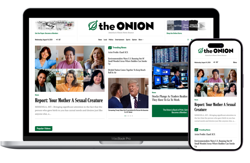 The new Onion website on desktop and mobile platforms