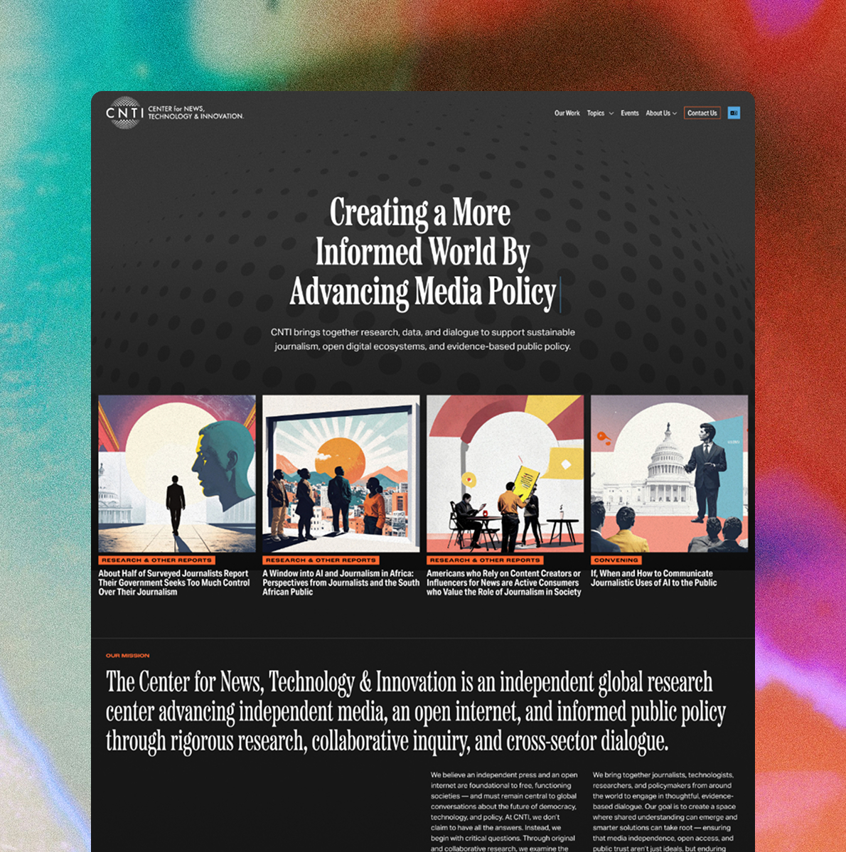 Homepage screenshot of CNTI's website