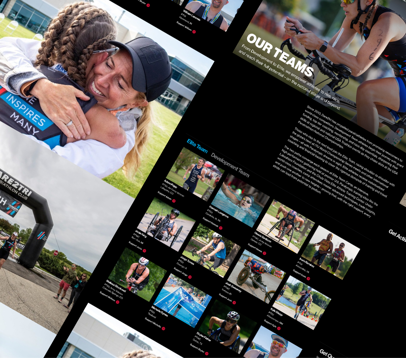 Various images of dare2tri's new website.