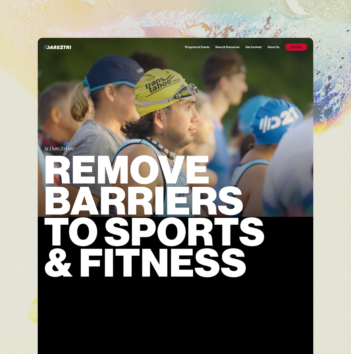 Website screen shot featuring an image from Dare2tri's homepage.