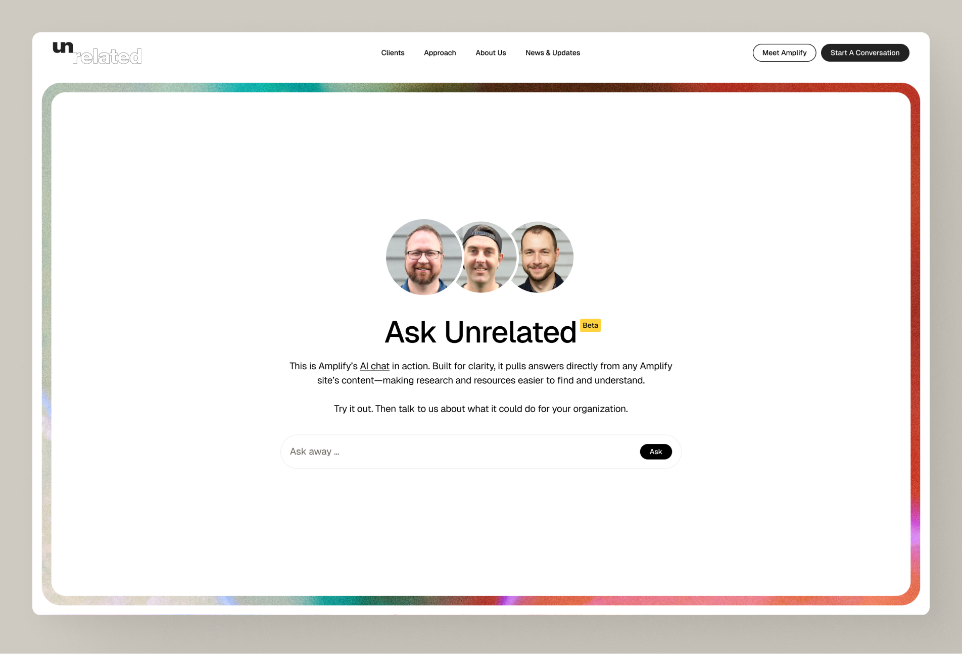 Interface screen showing Unrelated chat search tool